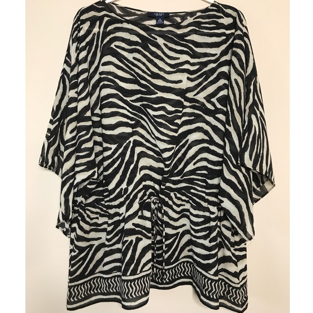 Chaps Tunic top plus Sz 1X coverup blouse zebra